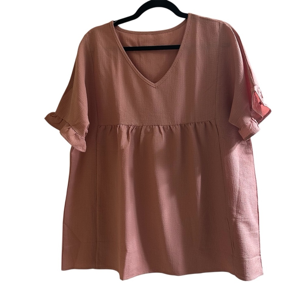 Elegant Blush V-Neck Blouse